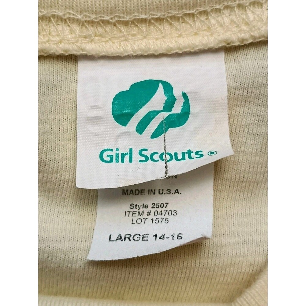Vintage Girl Scout Men's Large T-Shirt  Yellow Embroidered Short Sleeve 90s - Picture 3 of 8